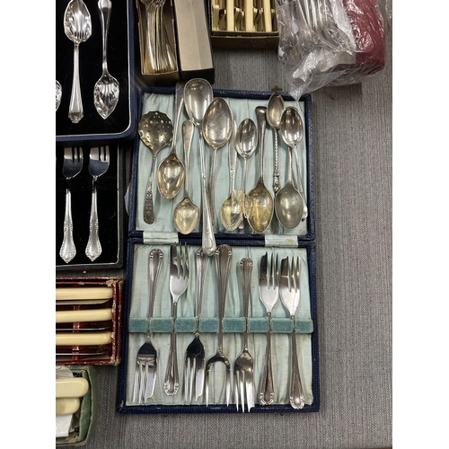 336 - Huge collection of silver plate cutlery mostly in sets