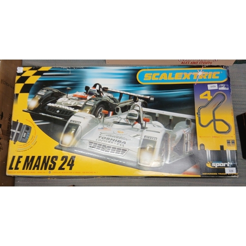 339 - Scalextric Le Mans 24 racing set together with crossover advanced extra track