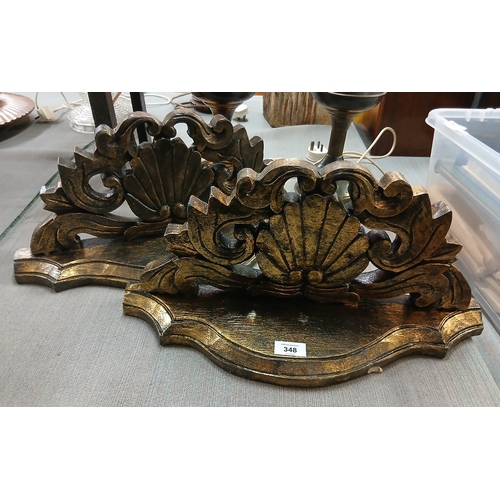 348 - Pair of decorative wall shelves - Approx W: 50cm D: 15cm H: 23cm