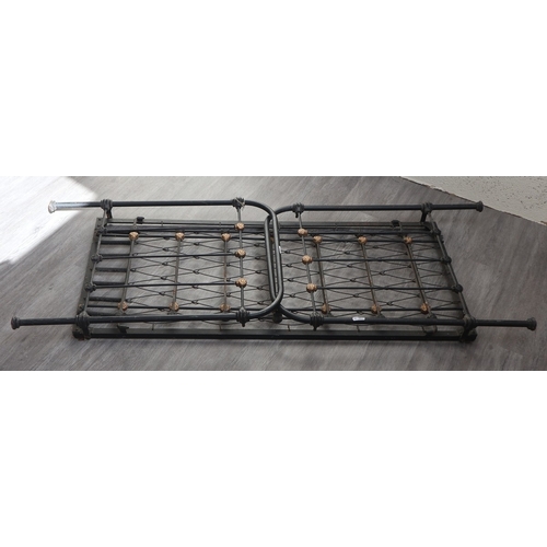 417 - Cast iron folding Victorian child's bed&nbsp;- W: 145cm D: 63cm H: 88cm