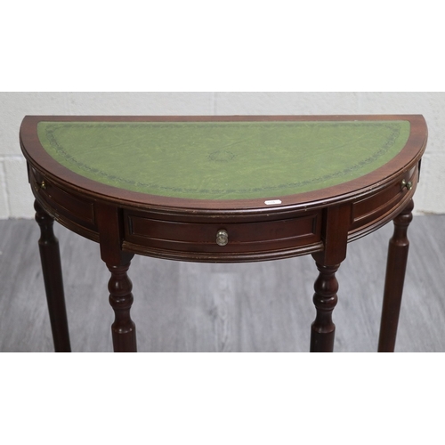 435 - Mahogany Demi Lune side table - Approx W:75cm D:38cm H:73cm