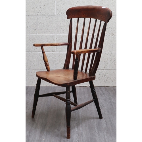 561 - Victorian stick back kitchen armchair