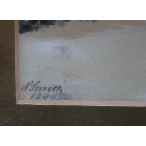 573 - Pair of Victorian watercolours - Seascapes by S Smith 1899