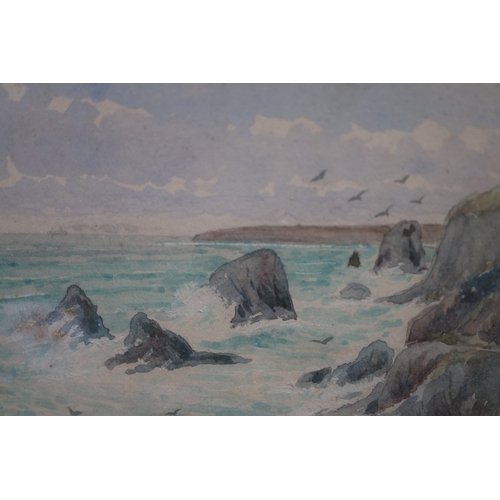 573 - Pair of Victorian watercolours - Seascapes by S Smith 1899