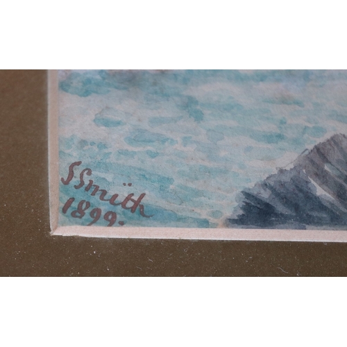 573 - Pair of Victorian watercolours - Seascapes by S Smith 1899