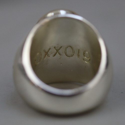 61 - Heavy silver onyx ring