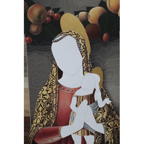618 - Mixed Media by Cheryl Brooke with brochure - Madonna after Carlo Crivelli - Approx IS 47cm x 71cm
