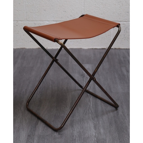 652 - Leather folding stool by Broste Copenhagen
