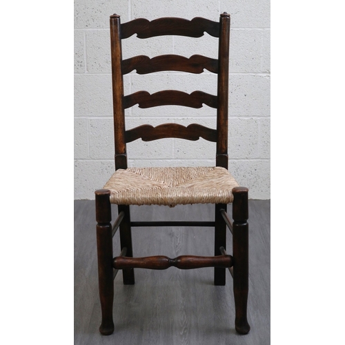 663 - Set of 4 rush seated ladder backed chairs