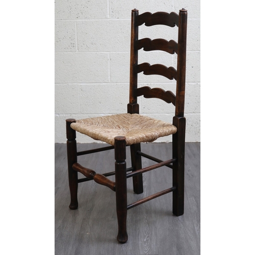 663 - Set of 4 rush seated ladder backed chairs