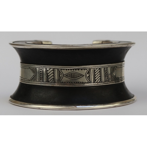 69 - Silver and ebony cuff bangle