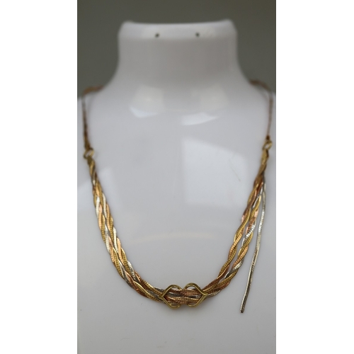 78 - 18ct gold tri-colour necklace A/F - approx 11.5g