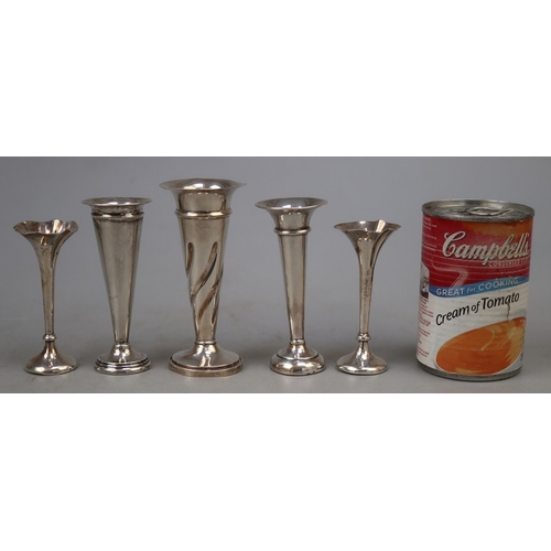 9 - Collection of hallmarked silver bud vases - Approx gross weight - 155g two being weighted