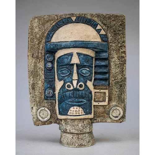 196 - Troika Cycladic Aztec mask designed by Leslie Illsley and painted by Jane Fitzgerald in 1978 marked ...