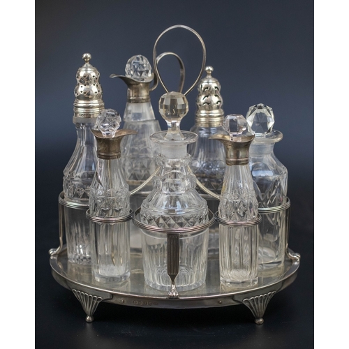 3 - Hallmarked silver cut glass cruet set - damage to some glass - Approx gross weight of cradle without... 