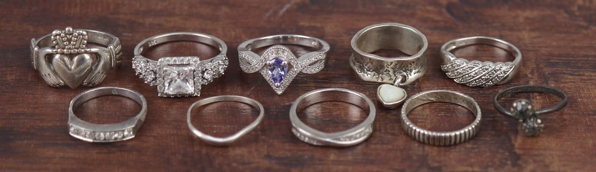 10 silver rings