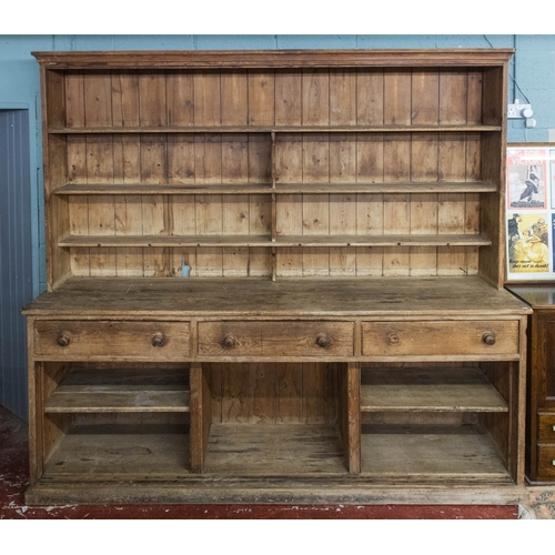 380 - Large antique pine Welsh dresser - Approx W: 244cm D: 55cm H: 224cm