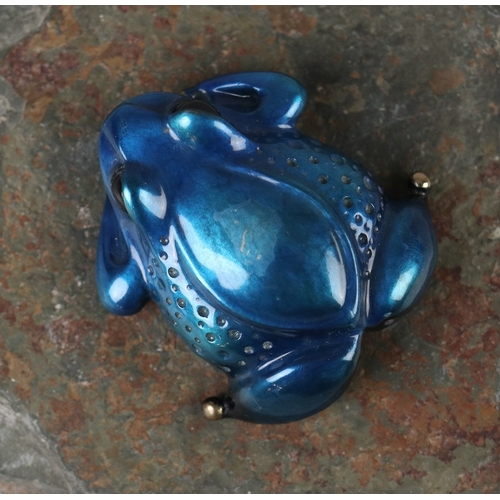 Solid bronze and enamel sculpture of frog by Tim Cotterill Frogman
