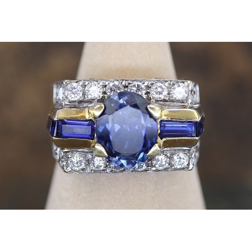 21 - 18ct gold sapphire set ring - Approx 10.1g - size N