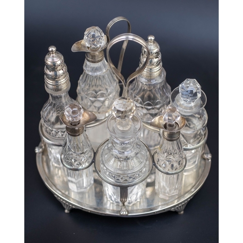 3 - Hallmarked silver cut glass cruet set - damage to some glass - Approx gross weight of cradle without... 