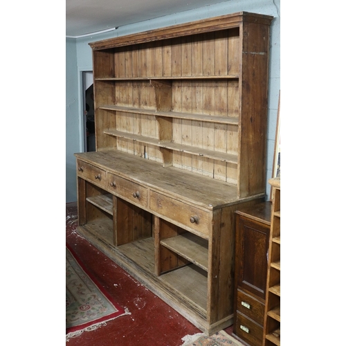 380 - Large antique pine Welsh dresser - Approx W: 244cm D: 55cm H: 224cm