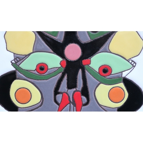 505 - Framed Ceramic artwork by C&eacute;sar Manrique, Lanzorote (1919-1992) Tile approx 18cm x 24cm