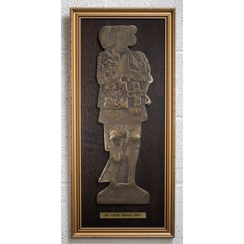 507 - Pair of framed brass rubbing plaques -Sir Ralph & Lady Elizabeth Verney, Aldbury, Herefordshire,... 