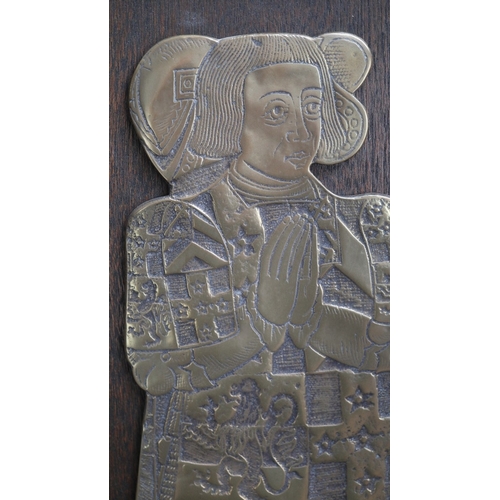 507 - Pair of framed brass rubbing plaques -Sir Ralph & Lady Elizabeth Verney, Aldbury, Herefordshire,... 