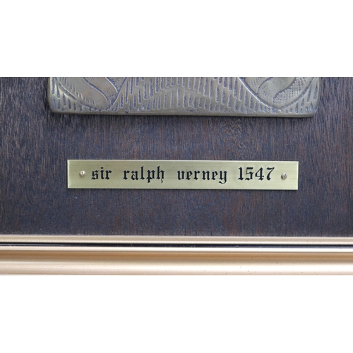 507 - Pair of framed brass rubbing plaques -Sir Ralph & Lady Elizabeth Verney, Aldbury, Herefordshire,... 