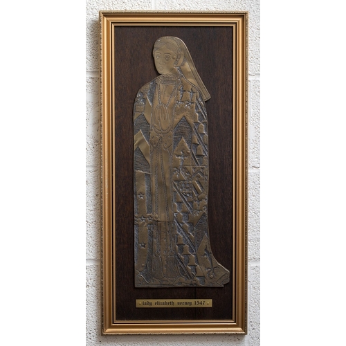 507 - Pair of framed brass rubbing plaques -Sir Ralph & Lady Elizabeth Verney, Aldbury, Herefordshire,... 