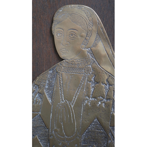 507 - Pair of framed brass rubbing plaques -Sir Ralph & Lady Elizabeth Verney, Aldbury, Herefordshire,... 