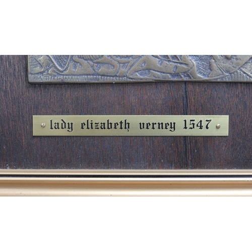 507 - Pair of framed brass rubbing plaques -Sir Ralph & Lady Elizabeth Verney, Aldbury, Herefordshire,... 