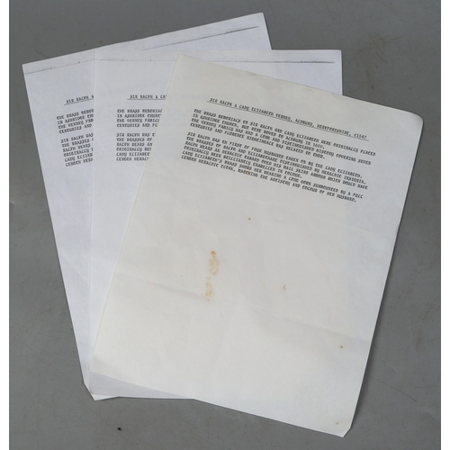 507 - Pair of framed brass rubbing plaques -Sir Ralph & Lady Elizabeth Verney, Aldbury, Herefordshire,... 