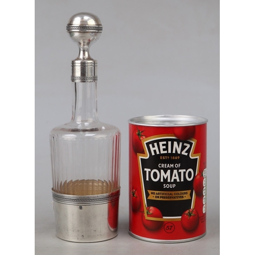 9 - Minerva French .950 silver & cut glass decanter together with Minerva .950 sugar nips