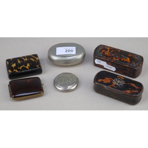 Collection of snuff boxes to include tortoise shell