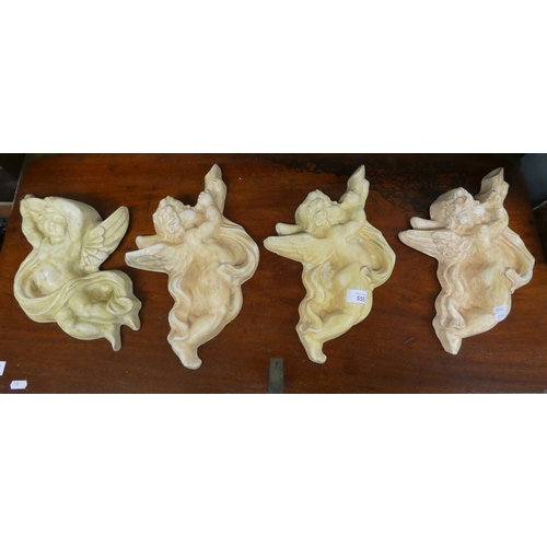 555 - Set of 4 cherub plaques