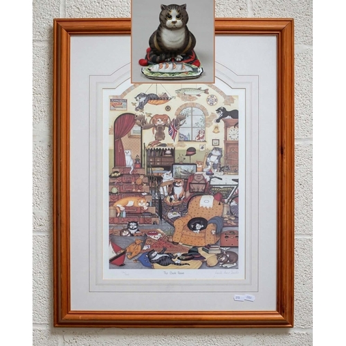 642 - Linda Jane Smith L/E print 150/600 - The Back Room together with a ceramic cat from the same collect... 