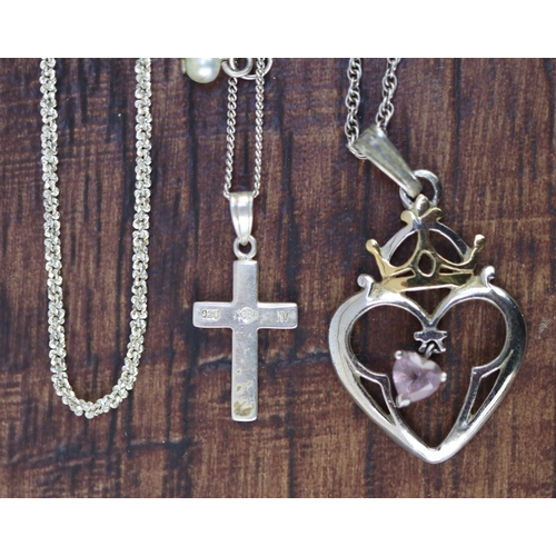 101 - 3 silver necklaces & 2 pendants