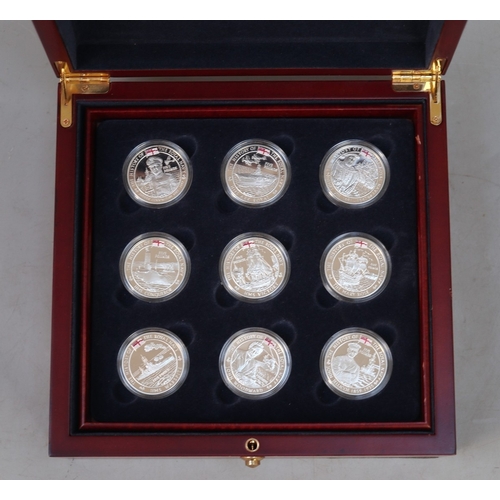 172 - A collection of 18 Silver proof The History of the British Navy, Channel Islands £5 commemorative co... 