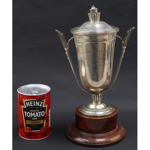 19 - Hallmarked silver lidded trophy - Approx 591g