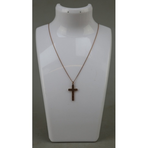 36 - 2 x 9ct gold cross pendants on 9ct gold chains - Approx 2.4g
