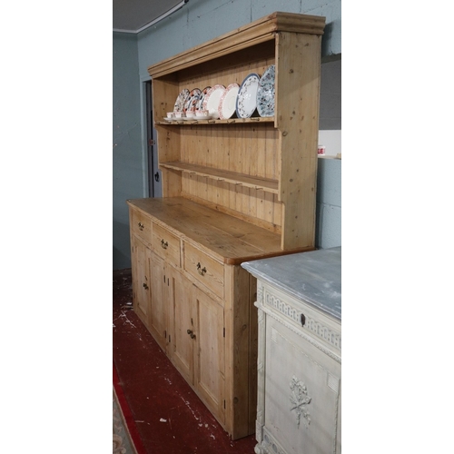 445 - Large pine dresser - Approx size: W: 178cm D: 46cm H: 197cm