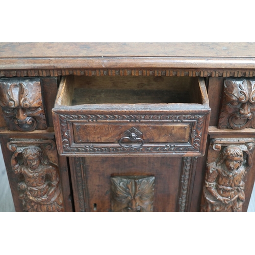 460 - A rare 16th century circa 1580 Italian walnut prie dieu (prayer desk), with ornate carved grotesque ... 
