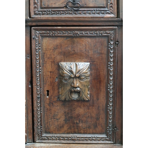 460 - A rare 16th century circa 1580 Italian walnut prie dieu (prayer desk), with ornate carved grotesque ... 