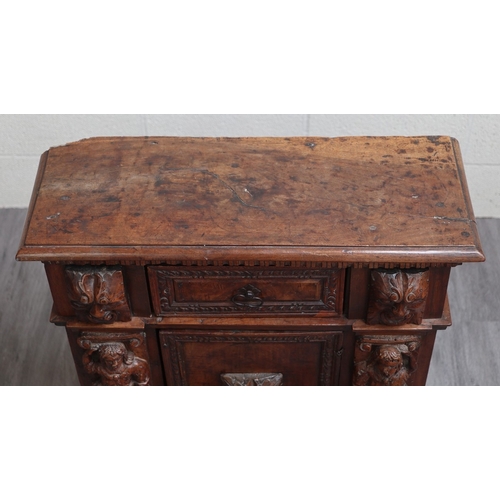 460 - A rare 16th century circa 1580 Italian walnut prie dieu (prayer desk), with ornate carved grotesque ... 
