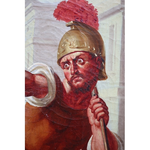 463 - Large gilt framed 18thC Italian painting depicting the 5th Station of the Cross - Simon of Cyrene he... 