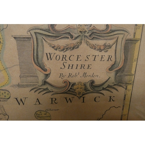 537 - Vintage framed map of Worcestershire