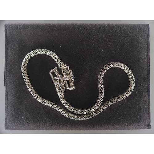 55 - Handmade heavy Indonesian silver necklace depicting dragons