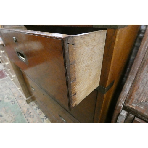 554 - 19thC Hill and Millard campaign chest of drawers - Approx size: W: 99cm D: 45cm H: 101cm