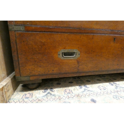 554 - 19thC Hill and Millard campaign chest of drawers - Approx size: W: 99cm D: 45cm H: 101cm